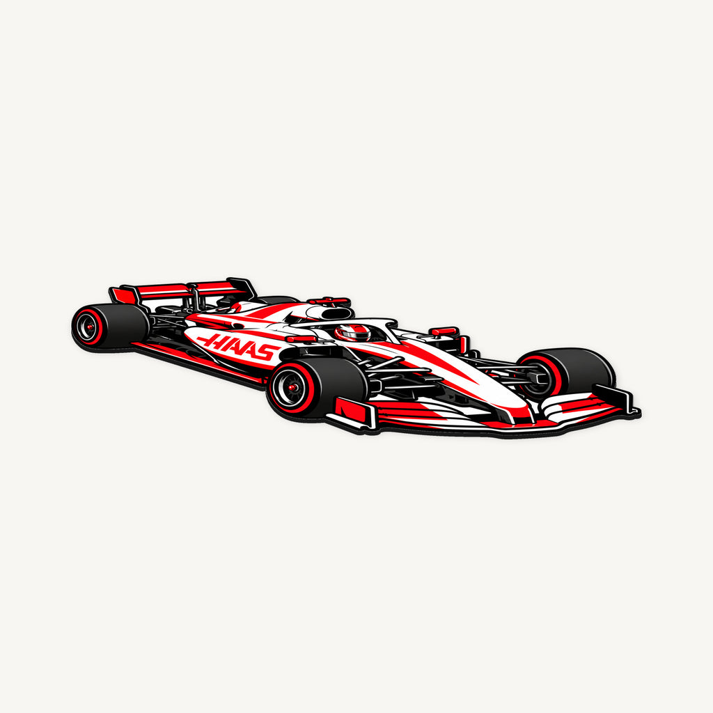 Haas F1 Car Sign — angled view showing the thin plaque profile; illustrative rendering