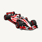 Haas F1 Car Sign — front view; illustrative rendering