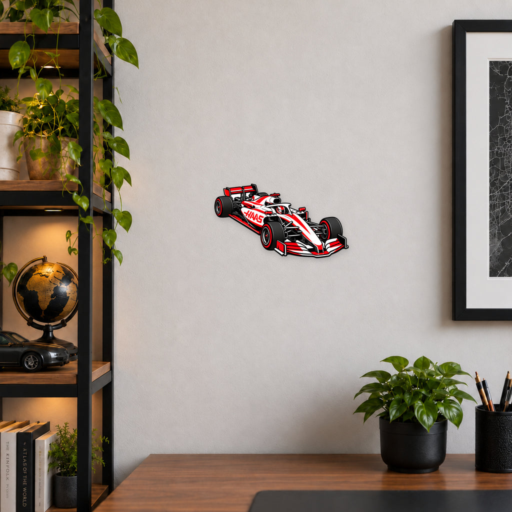 Haas F1 Car Sign — example wall display; illustrative rendering