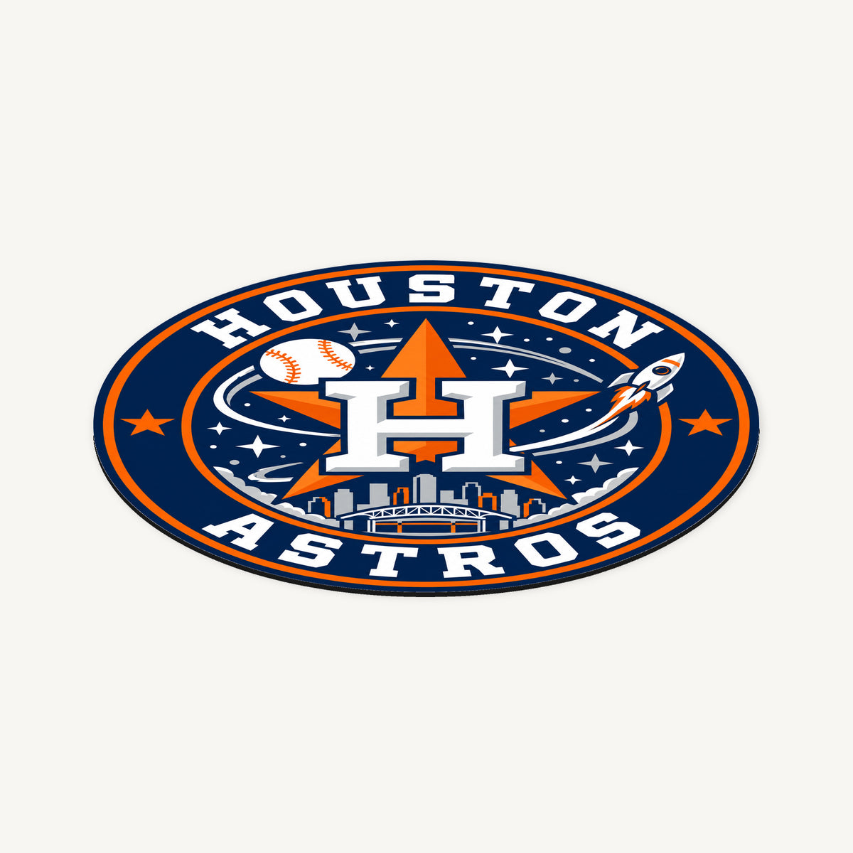 Houston Astros MLB Team Seal — angled view showing the thin plaque profile; illustrative rendering
