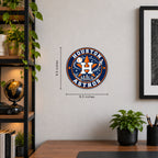 Houston Astros MLB Team Seal — example wall display with 9.5-inch width and height guides; illustrative rendering