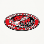 Houston Rockets NBA seal — angled view showing thin profile; illustrative rendering