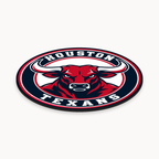 Houston Texans NFL seal — angled thin-profile view with complete outer ring; illustrative rendering