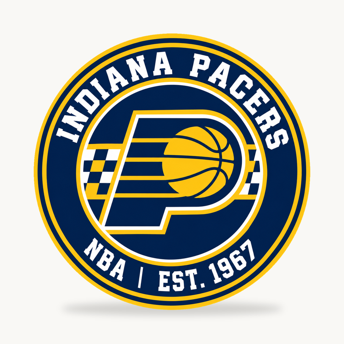 Indiana Pacers NBA seal — front view; illustrative rendering