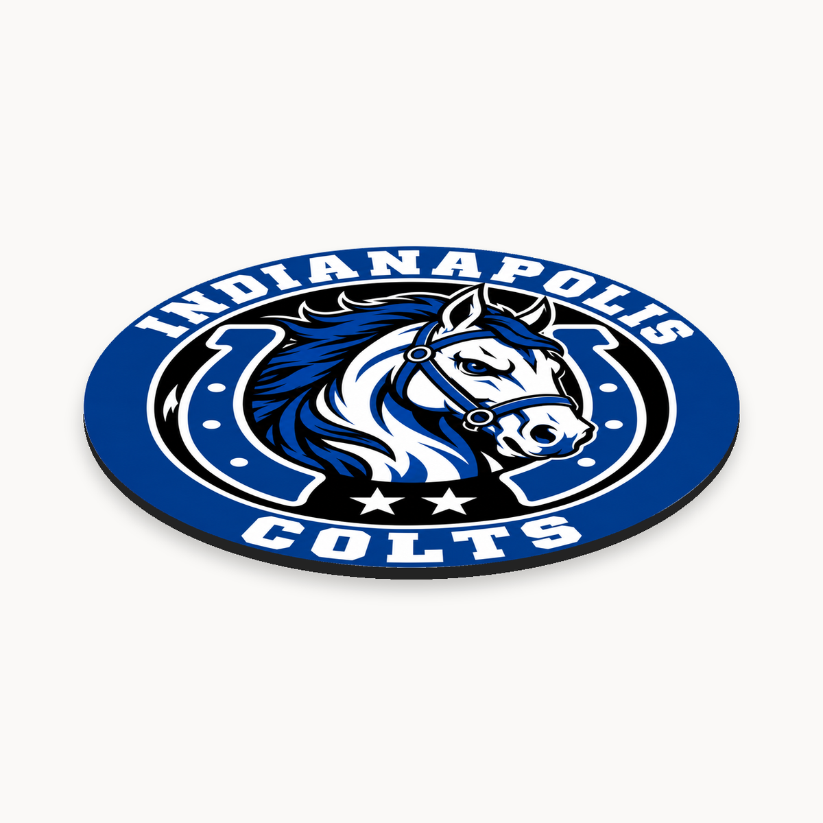 Indianapolis Colts NFL seal — angled thin-profile view; illustrative rendering