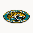 Jacksonville Jaguars NFL seal — angled thin-profile view; illustrative rendering