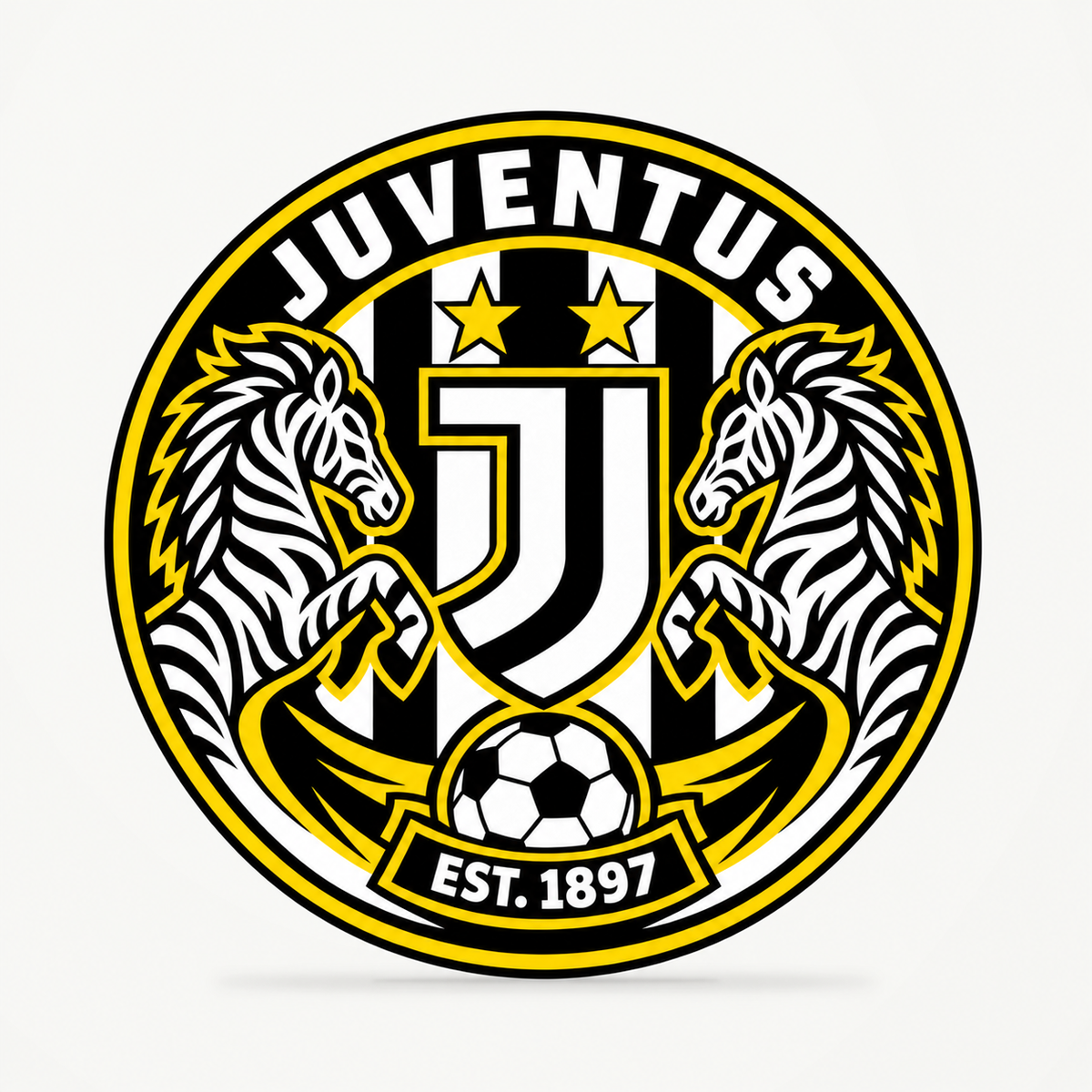Juventus latest soccer seal — front illustrative rendering