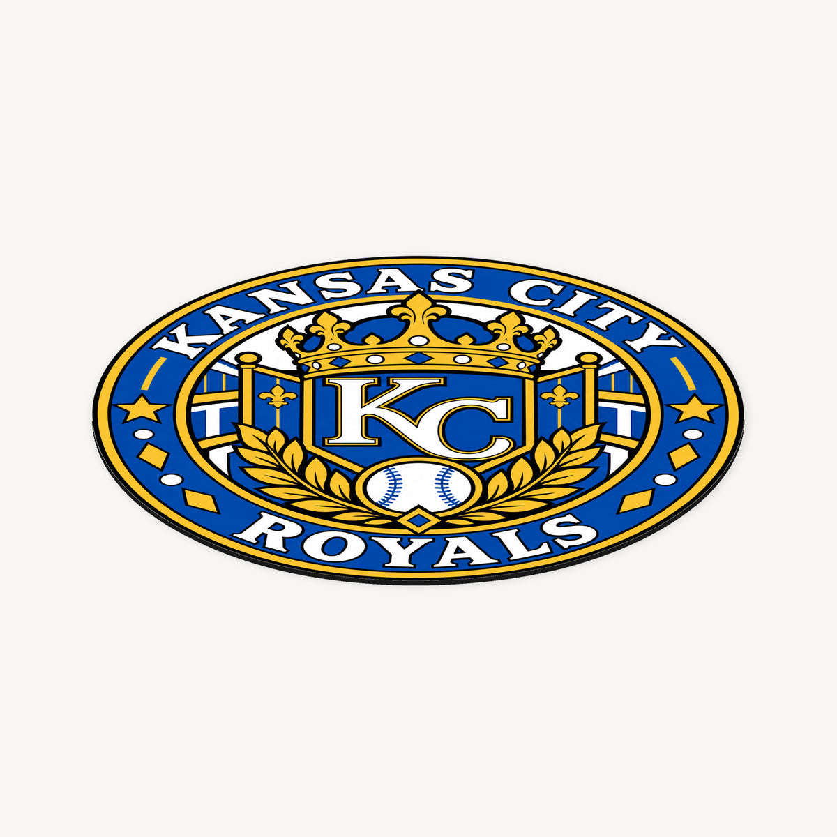 Kansas City Royals MLB Team Seal — angled view showing the thin plaque profile; illustrative rendering