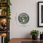 Kansas City Royals MLB Team Seal — example wall display with 9.5-inch width and height guides; illustrative rendering