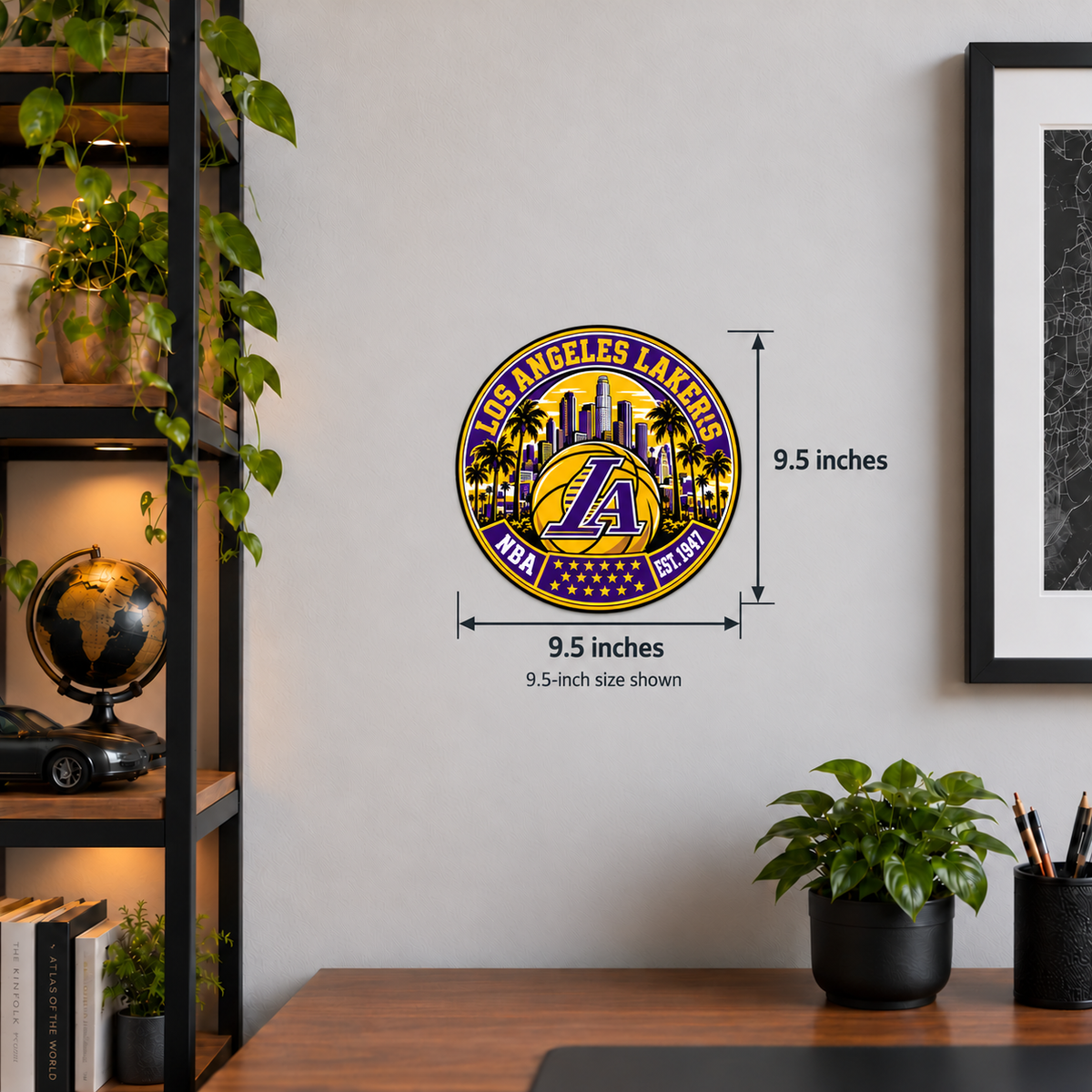 Los Angeles Lakers NBA Seal — wall display with width and height measurements of 9.5 inches; 9.5-inch size shown