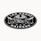 Las Vegas Raiders NFL seal — angled thin-profile view; illustrative rendering
