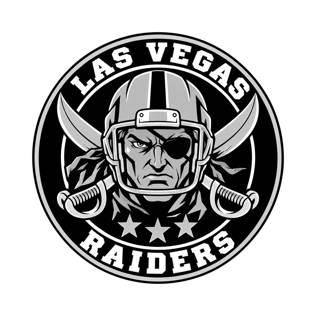 Las Vegas Raiders NFL seal — front view; illustrative rendering