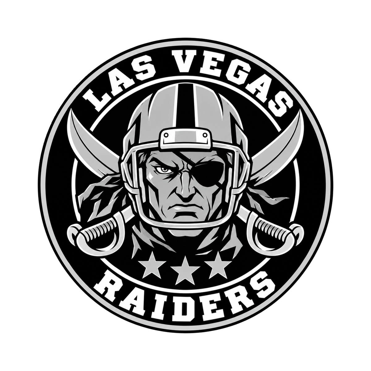 Las Vegas Raiders NFL seal — front view; illustrative rendering