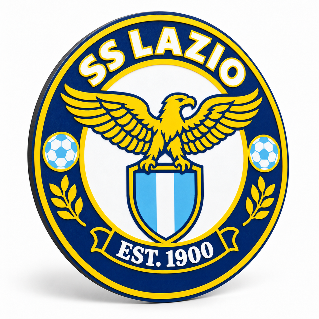 SS Lazio soccer club seal — angled illustrative rendering