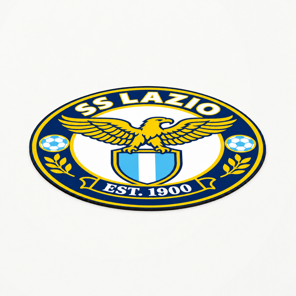 SS Lazio soccer club seal — matching flat angled view illustrative rendering