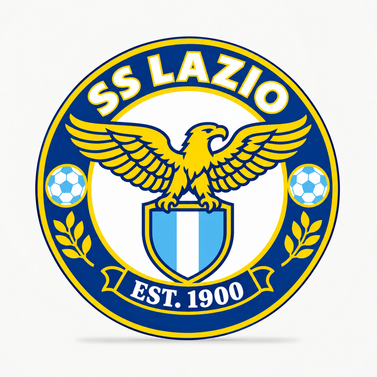 SS Lazio soccer club seal — matching front view illustrative rendering