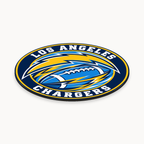 Los Angeles Chargers NFL seal — angled thin-profile view; illustrative rendering