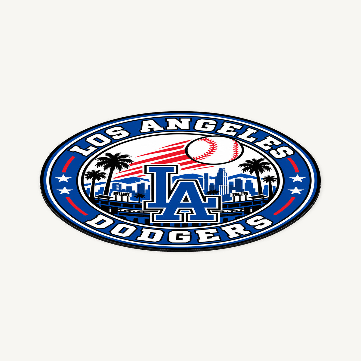 Los Angeles Dodgers MLB Team Seal — angled view showing the thin plaque profile; illustrative rendering