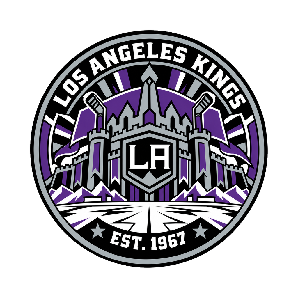Los Angeles Kings NHL seal — complete front view; illustrative rendering