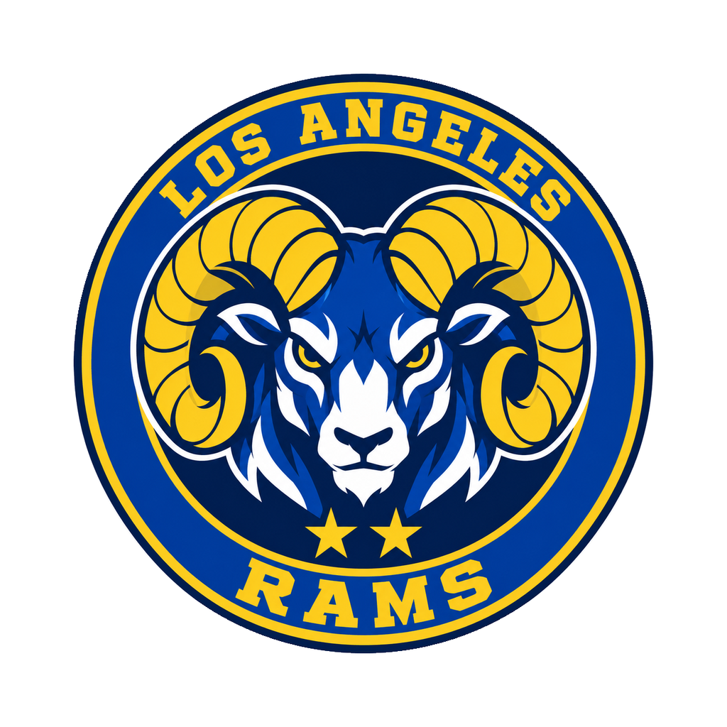 Los Angeles Rams NFL seal — front view; illustrative rendering