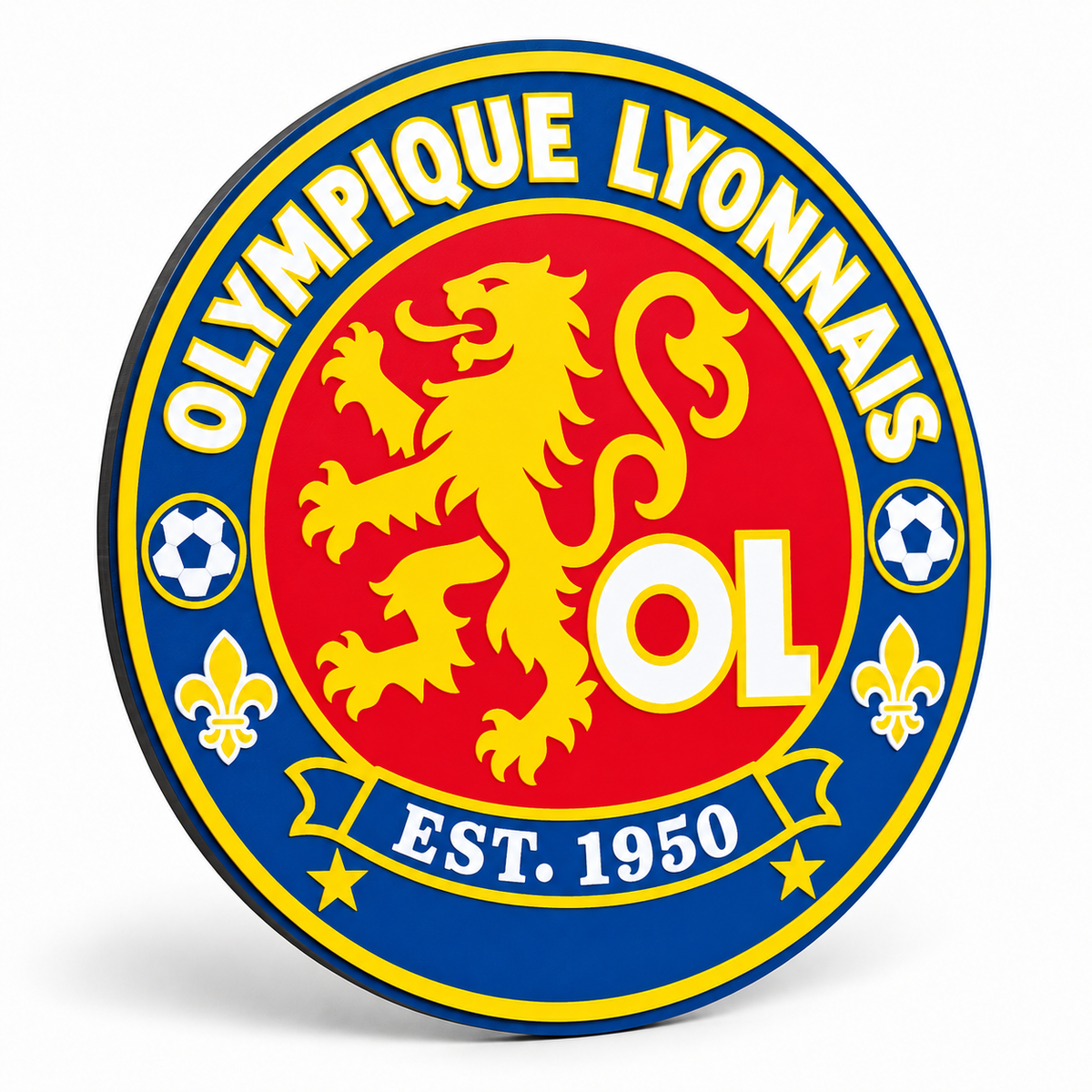 Olympique Lyonnais soccer club seal — angled illustrative rendering