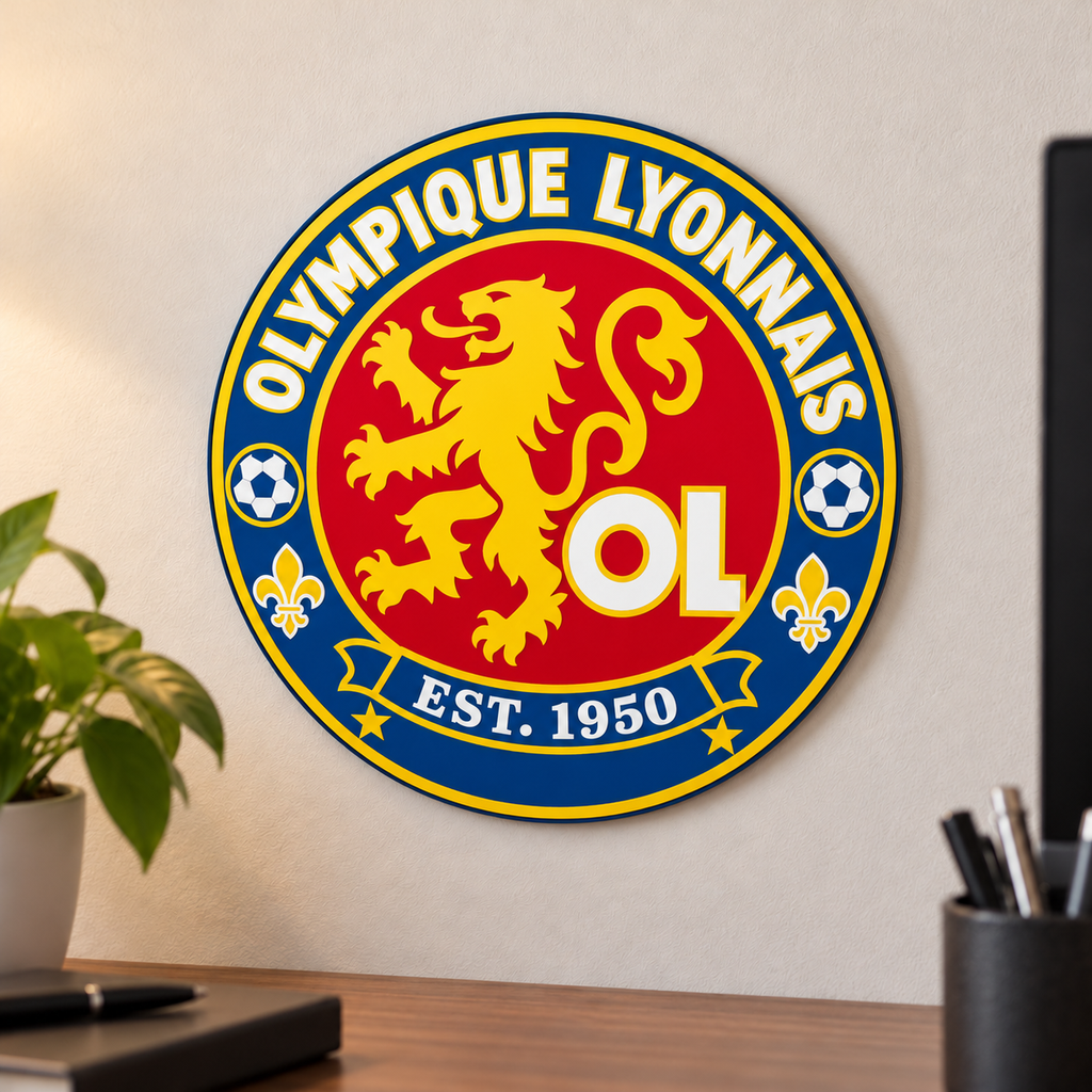 Olympique Lyonnais soccer club seal — wall-display illustrative rendering