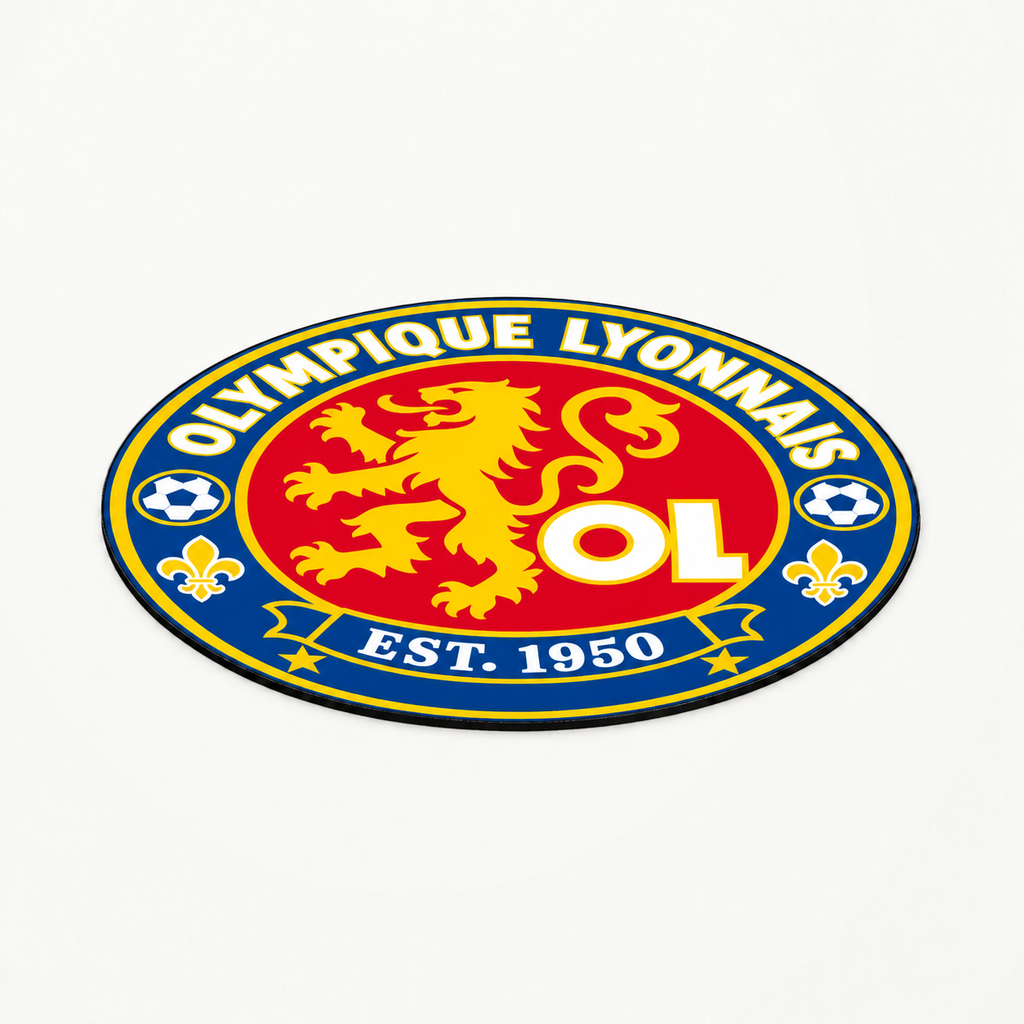 Olympique Lyonnais soccer club seal — matching flat angled view illustrative rendering