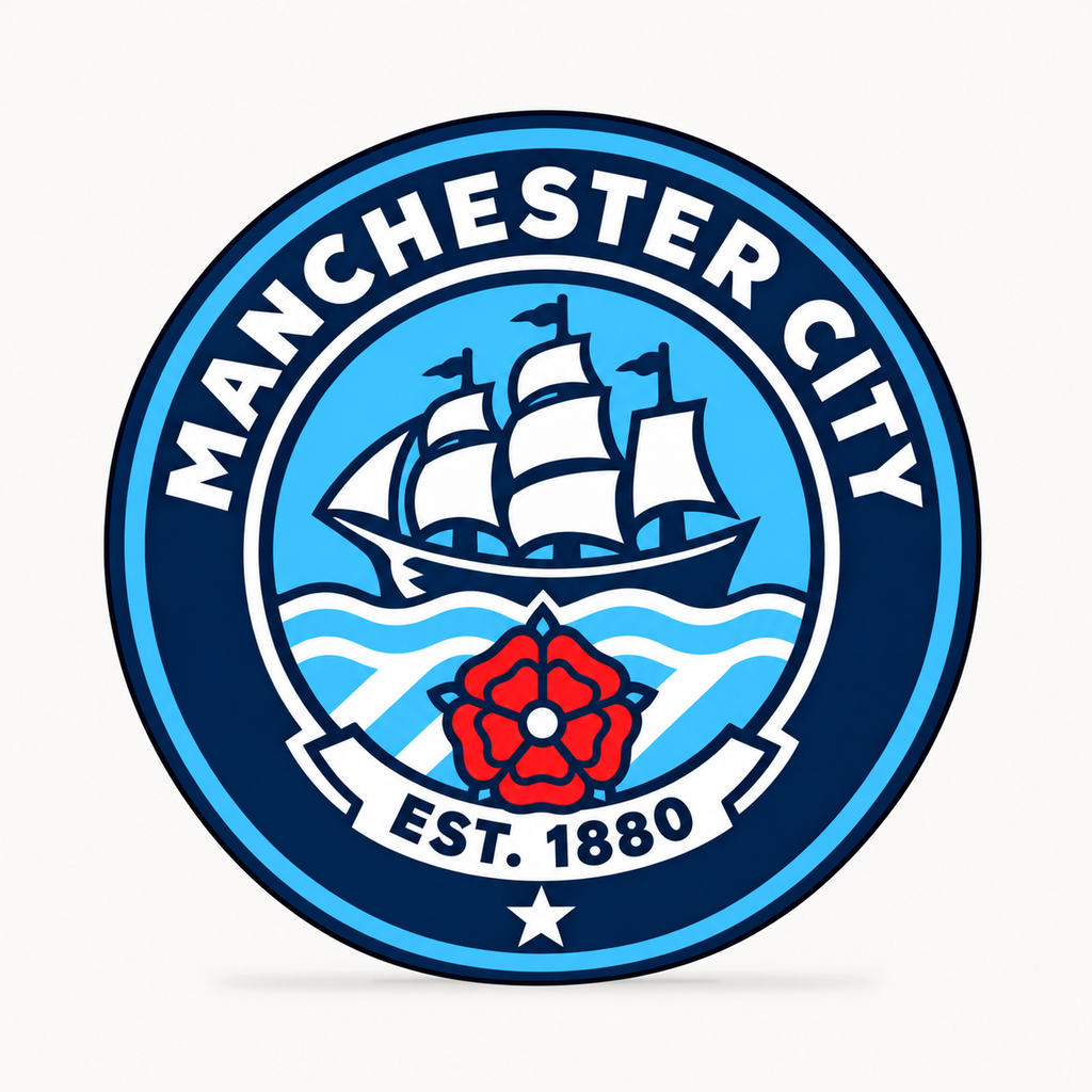 Manchester City latest soccer seal — front illustrative rendering