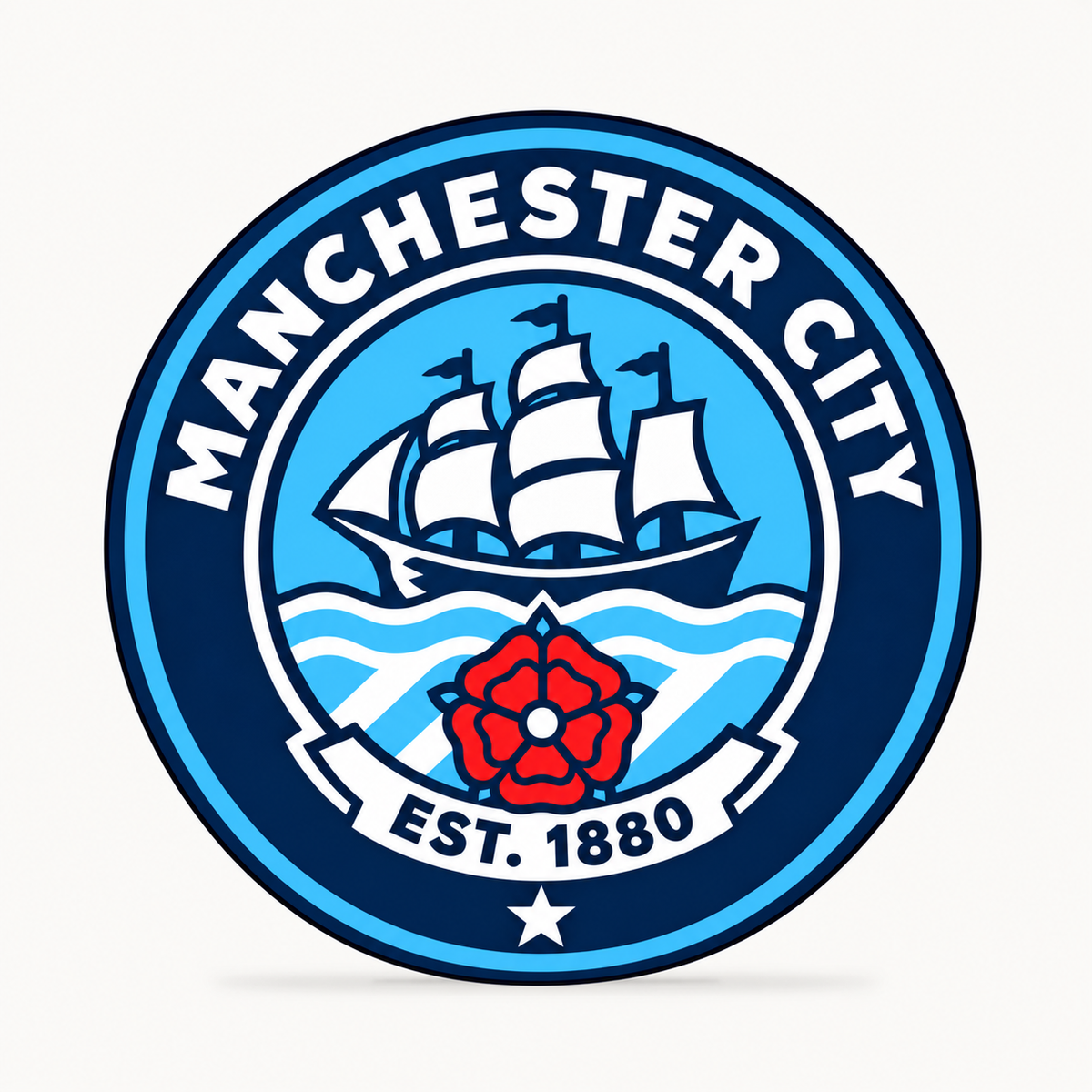 Manchester City latest soccer seal — front illustrative rendering