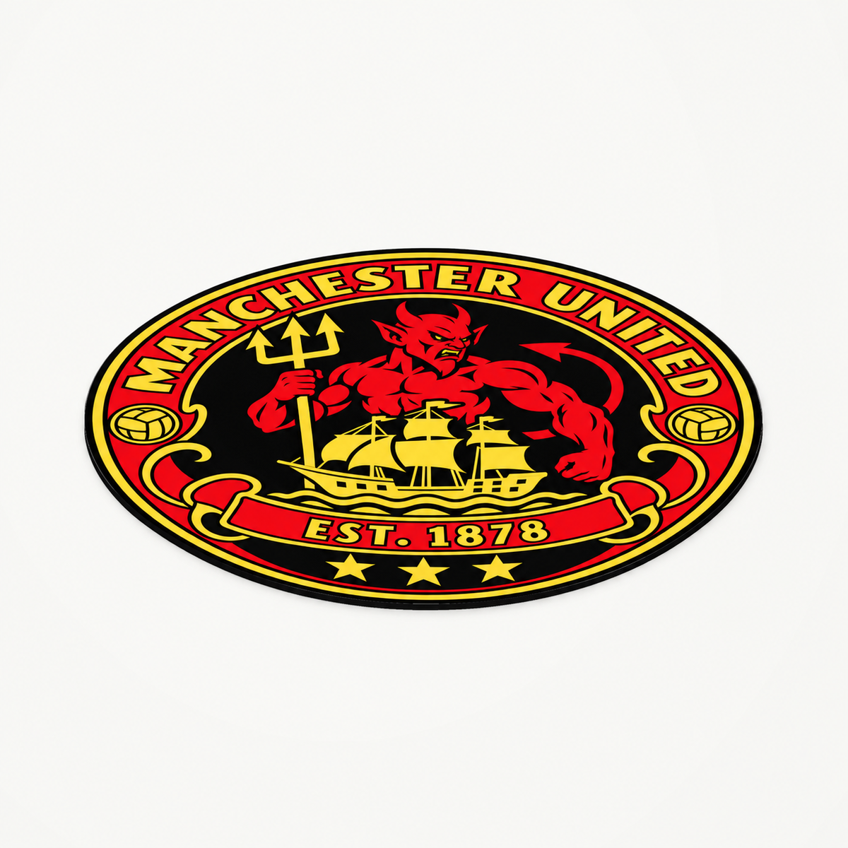 Manchester United latest seal design — angle illustrative rendering