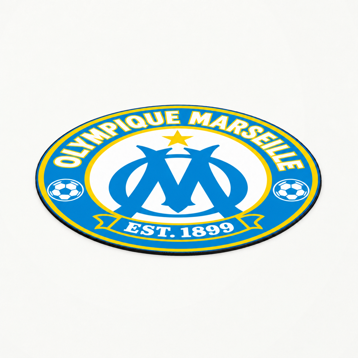 Olympique Marseille soccer club seal — matching flat angled view illustrative rendering