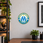 Olympique Marseille soccer club seal — matching wide office wall display illustrative rendering