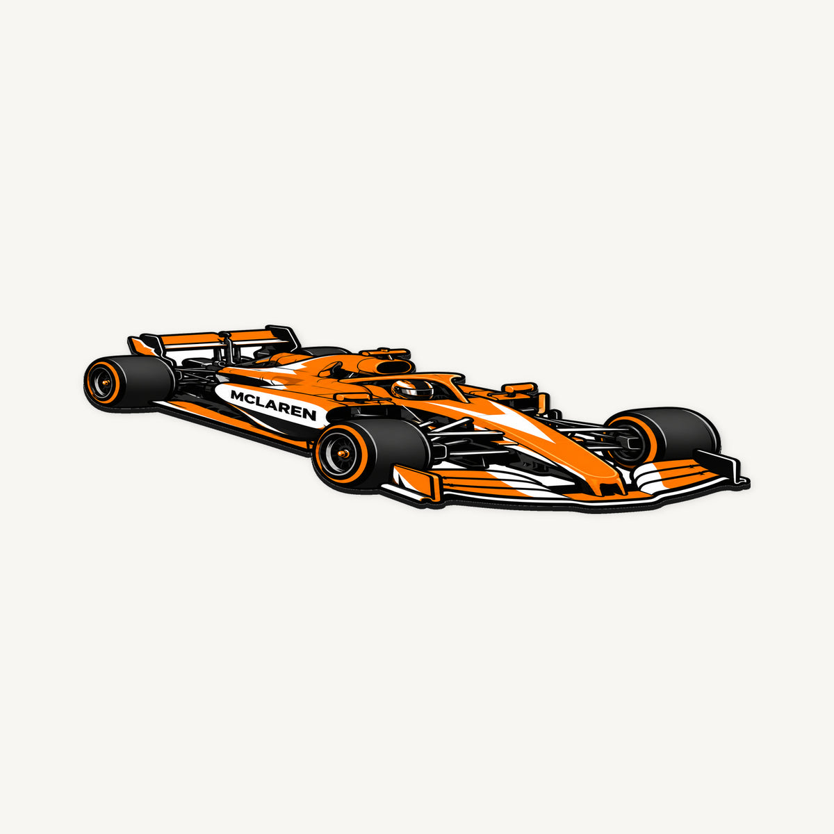 McLaren F1 Car Sign — Three-Quarter — angled view showing the thin plaque profile; illustrative rendering