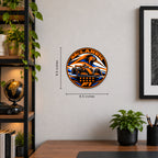 McLaren F1 Team Seal — example wall display with 9.5-inch width and height guides; illustrative rendering