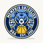 Memphis Grizzlies NBA seal — front view; illustrative rendering