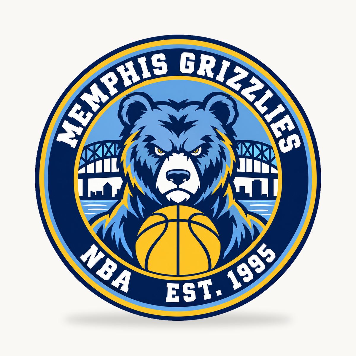 Memphis Grizzlies NBA seal — front view; illustrative rendering