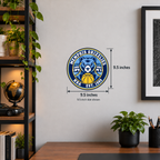Memphis Grizzlies NBA seal — wall display with 9.5-inch width and height measurements; 9.5-inch size shown; illustrative rendering