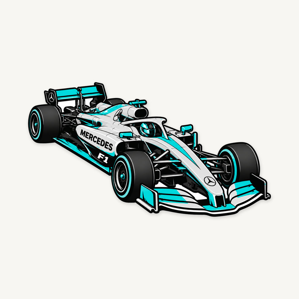 Mercedes F1 Car Sign — front view; illustrative rendering
