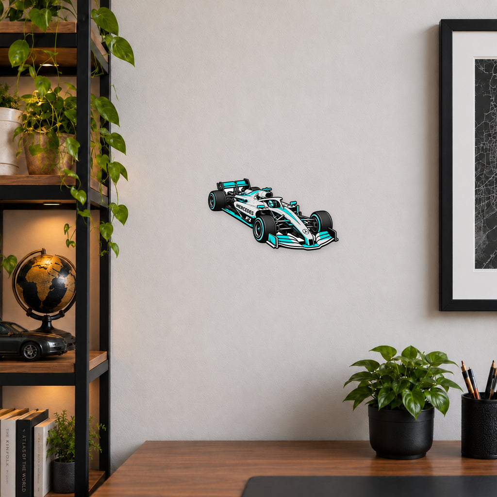 Mercedes F1 Car Sign — example wall display; illustrative rendering