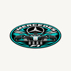 Mercedes F1 Team Seal — angled view showing the thin plaque profile; illustrative rendering