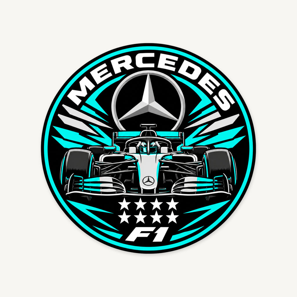 Mercedes F1 Team Seal — front view; illustrative rendering