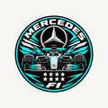 Mercedes F1 Team Seal — front view; illustrative rendering