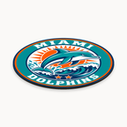 Miami Dolphins NFL seal — angled thin-profile view; illustrative rendering