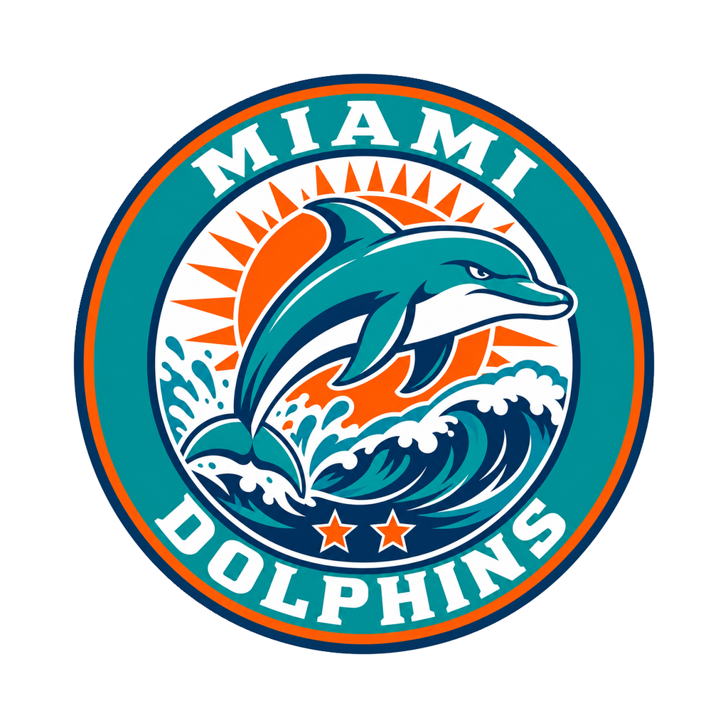 Miami Dolphins NFL seal — front view; illustrative rendering