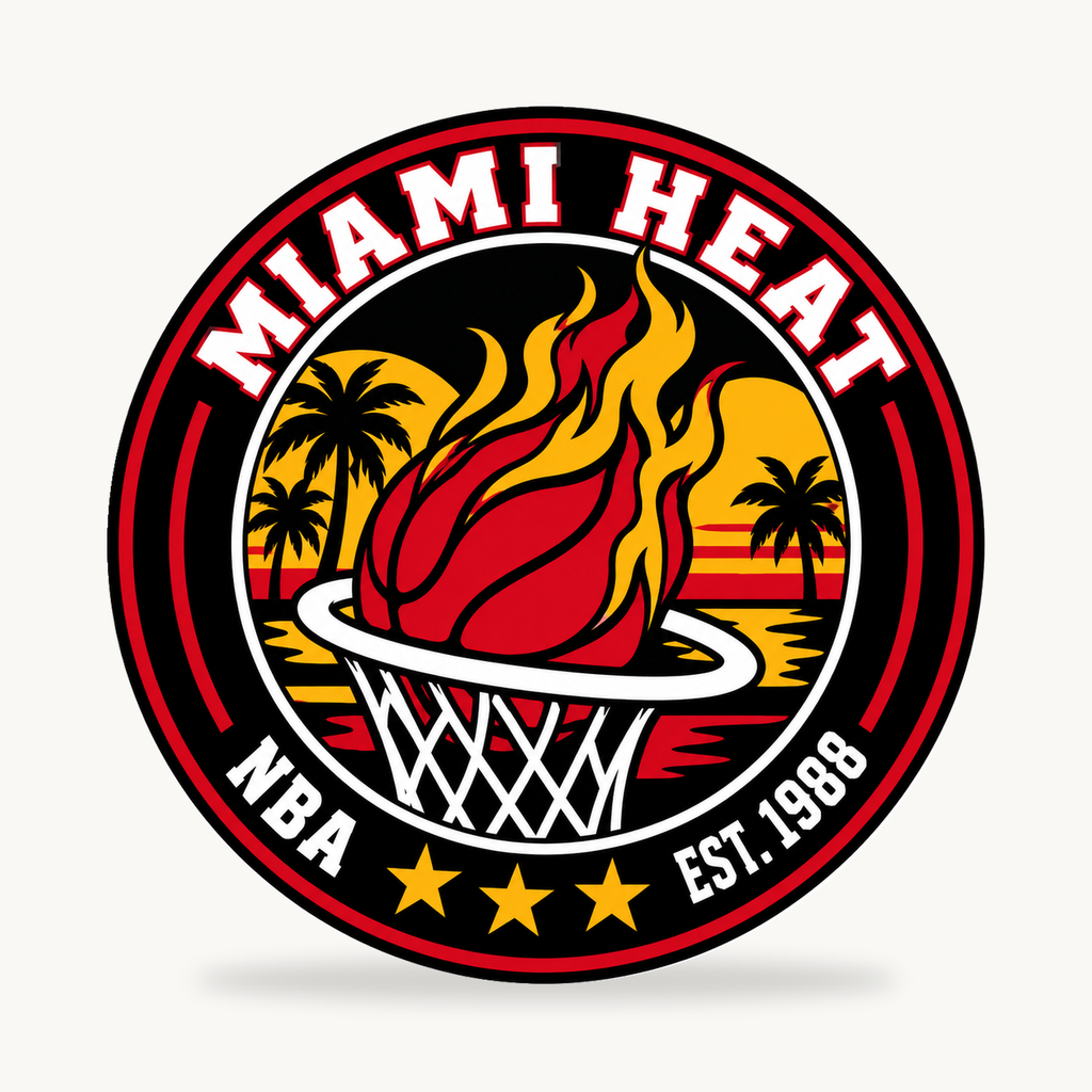 Miami Heat NBA seal — front view; illustrative rendering