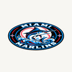 Miami Marlins MLB Team Seal — angled view showing the thin plaque profile; illustrative rendering