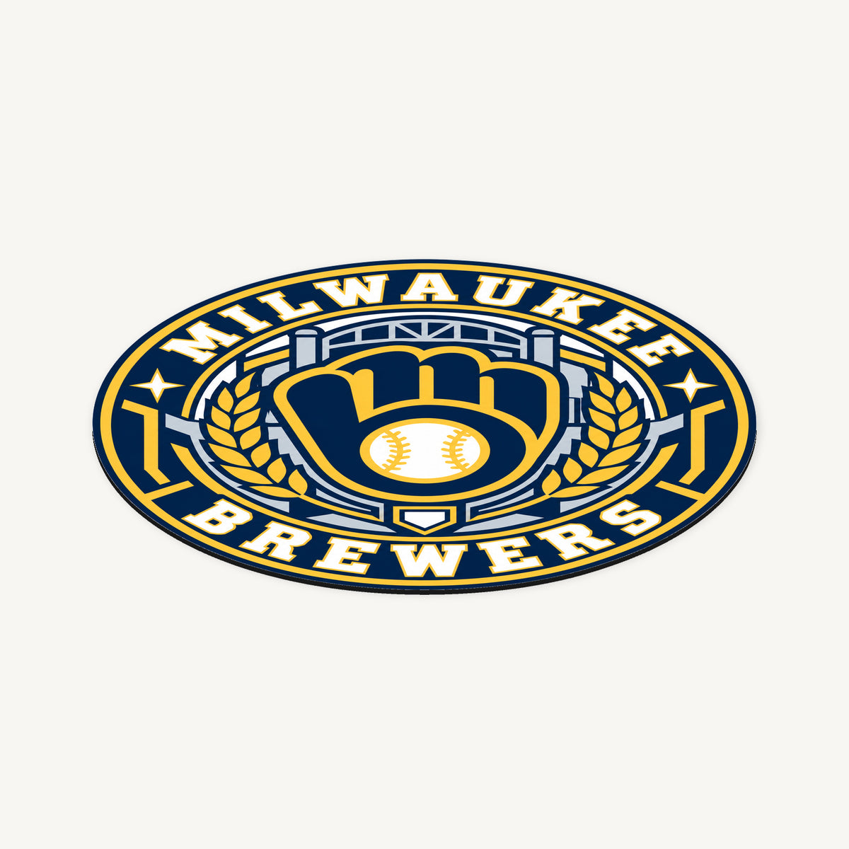 Milwaukee Brewers MLB Team Seal — angled view showing the thin plaque profile; illustrative rendering