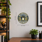 Milwaukee Brewers MLB Team Seal — example wall display with 9.5-inch width and height guides; illustrative rendering