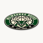 Milwaukee Bucks NBA seal — angled view showing thin profile; illustrative rendering