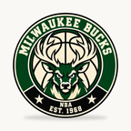 Milwaukee Bucks NBA seal — front view; illustrative rendering
